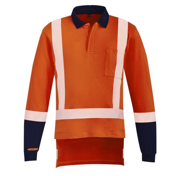 Syzmik Mens Hi Vis Orange Flame TTMC-W17 X Back Taped Polo Thumbnail
